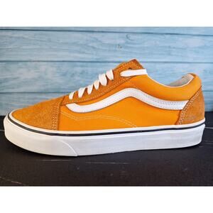 Vans Old Skool Orange White Suede Canvas Low Top Skate Shoes Mens 7.5